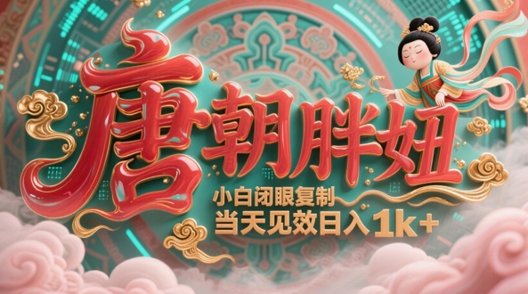用AI克隆“唐朝胖妞”日更3条，平台疯狂推流，小白闭眼复制，当天见效，日入1k+-创新Ovo