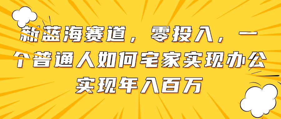 新蓝海赛道，零投入，一个普通人如何宅家办公实现年入百万-创新Ovo