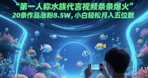 第一人称水族代言视频条条爆火,20条作品涨粉8.5W,小白轻松月入五位数-创新Ovo