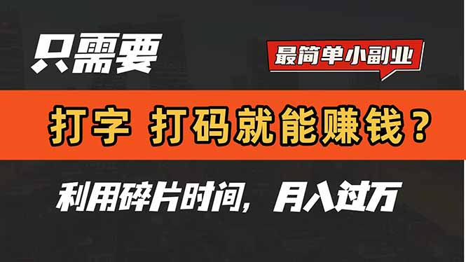 只需要打字，打码，就能赚钱？简单的赚钱小副业，利用碎片时间，月入过万-创新Ovo