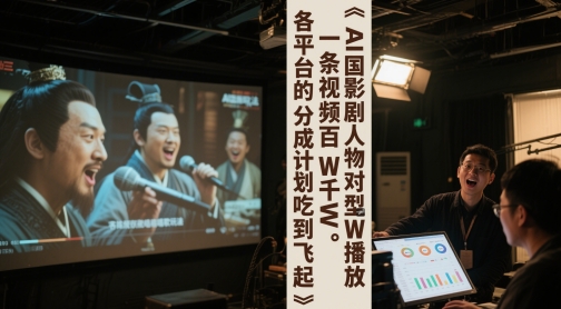 AI三国影视剧人物对口型唱歌玩法，一条视频百W千W播放，各平台的分成计划吃到飞起-创新Ovo