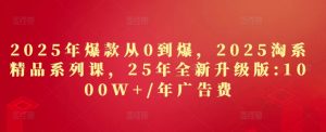 2025年爆款从0到爆,2025淘系精品系列课,25年全新升级版:1000W+1年广告费-创新Ovo