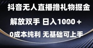 抖音无人直播撸礼物掘金,解放双手,日入1k,0成本纯利,无基础可上手【揭秘】-创新Ovo
