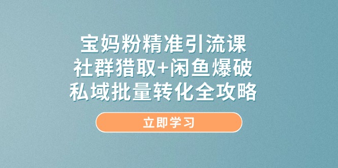 宝妈粉精准引流课，社群猎取+闲鱼爆破，私域批量转化全攻略-创新Ovo