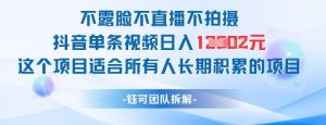 不露脸不直播不拍摄抖音单条视频日入1k+这个项目适合所有人长期积累的项目-创新Ovo