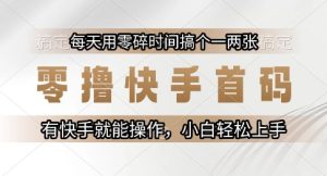 零撸快手首码,每天用零碎时间搞个一两张,有快手就能操作小白轻松上手【揭秘】-创新Ovo