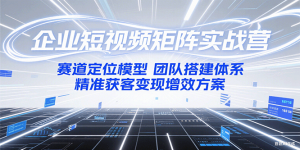 企业短视频矩阵实战营:赛道定位模型+团队搭建体系+精准获客变现增效方案-创新Ovo