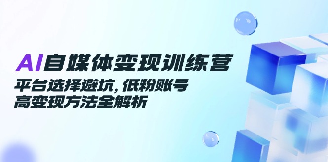 AI自媒体变现训练营，平台选择避坑，低粉账号高变现方法全解析-创新Ovo