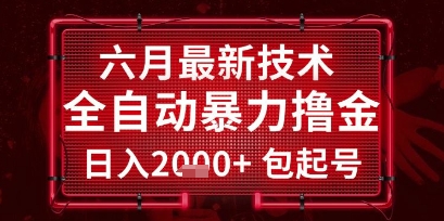 六月最新技术全自动暴力撸金，稳定日入2k+包起号，长期稳定【揭秘】-创新Ovo