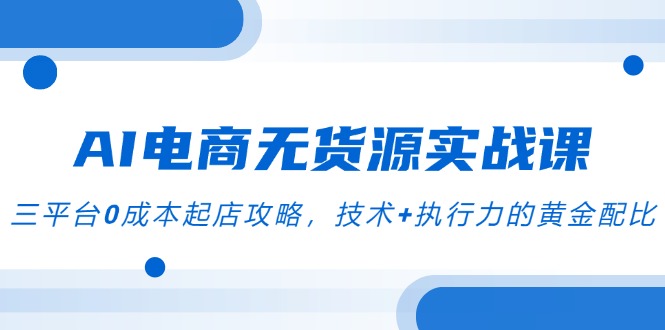 AI电商无货源实战课，三平台0成本起店攻略，技术+执行力的黄金配比-创新Ovo