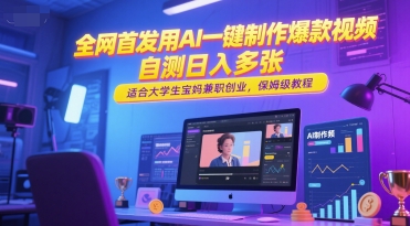 全网首发用AI一键制作爆款视频，自测日入多张，适合大学生宝妈兼职创业，保姆级教程-创新Ovo