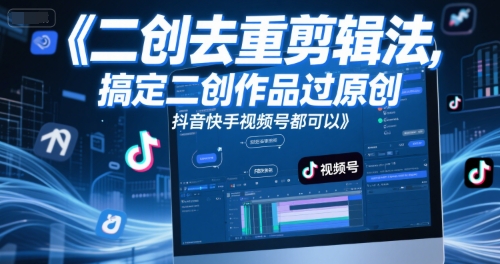 短视频二创去重剪辑法，搞定二创作品过原创，抖音快手视频号都可以-创新Ovo