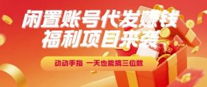 福利项目来袭，闲置账号代发挣钱，动动手指，一天也能搞三位数【揭秘】-创新Ovo