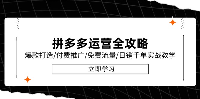 拼多多运营全攻略，爆款打造/付费推广/免费流量/日销千单实战教学/6月更新-创新Ovo