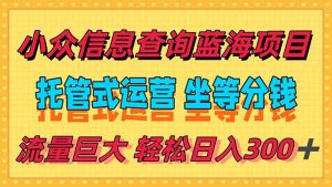 稳定日入300+,小众信息查询蓝海项目,全程懒人式托管,解放你的时间-创新Ovo