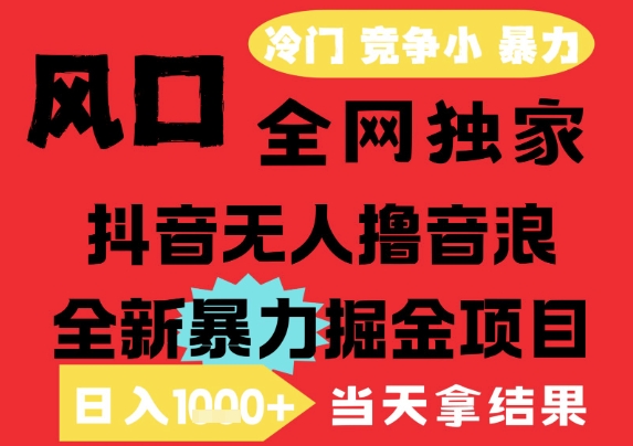 25年6月高爆抖音无人直播最新撸音浪掘金项目，解放双手小白可做，无脑日入1k+，门槛低【揭秘】-创新Ovo