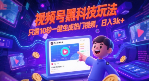 视频号黑科技玩法，只需10秒一键生成热门视频，日入3k+【揭秘】-创新Ovo