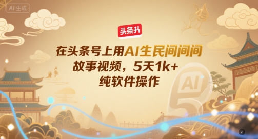 在头条号上用AI生民间故事视频，5天1k+，纯软件操作-创新Ovo