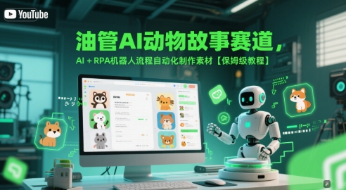 油管AI动物故事赛道，AI+RPA机器人流程自动化制作素材【保姆级教程】-创新Ovo