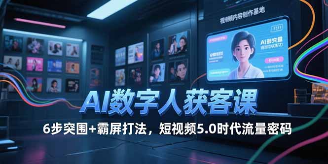 AI数字人获客课，6步突围+霸屏打法，短视频5.0时代流量密码-创新Ovo