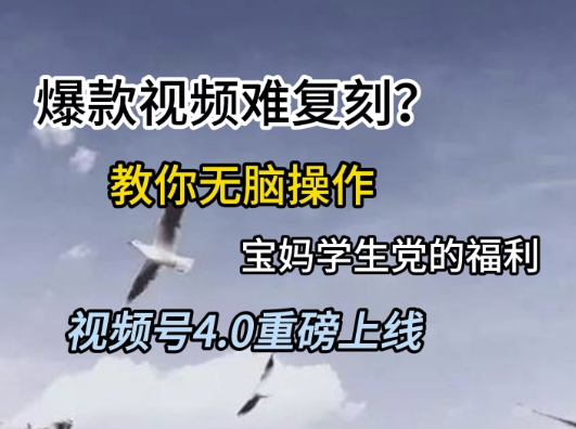 视频号4.0重磅上线，爆款视频难复刻？教你无脑操作宝妈学生党的福利【揭秘】-创新Ovo