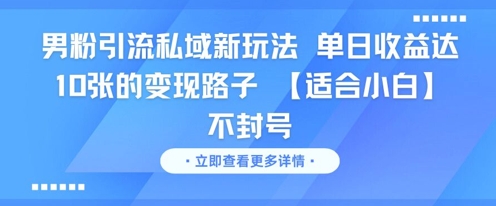 男粉引流私域新玩法，单日收益达10张的变现路子 【适合小白】不封号-创新Ovo
