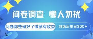 问卷调查，懒人勿扰，问卷都整理好了单价不等，做就有收益，熟练后单日3张【揭秘】-创新Ovo