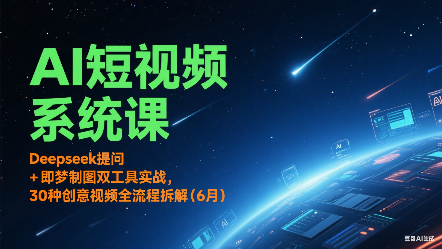 AI短视频系统课：Deepseek提问 + 即梦制图双工具实战，30种创意视频全流程拆解(6月)-创新Ovo