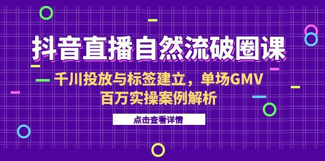 抖音直播自然流破圈课-6月，千川投放与标签建立，单场GMV百万实操案例解析-创新Ovo