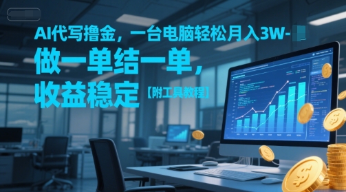 AI代写撸金，一台电脑轻松月入1-3W，做一单结一单，收益稳定【附工具教程】-创新Ovo