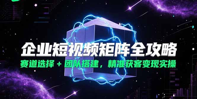 企业短视频矩阵全攻略，赛道选择+团队搭建，精准获客变现实操-创新Ovo