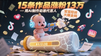 用AI制作幼崽代言人，宝宝的控诉火爆全网，15条作品涨粉13W，单号月入5位数实操教程-创新Ovo
