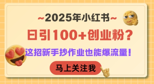 2025年小红书日引100+创业粉？这招新手抄作业也能爆流量！-创新Ovo