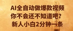 AI全自动做爆款视频，你不会还不知道吧？新人小白2分钟一条【揭秘】-创新Ovo