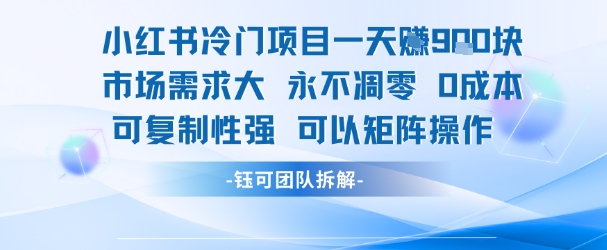 小红书冷门项目一天收益9张，市场需求大，0成本，可复制性强可以矩阵操作-创新Ovo