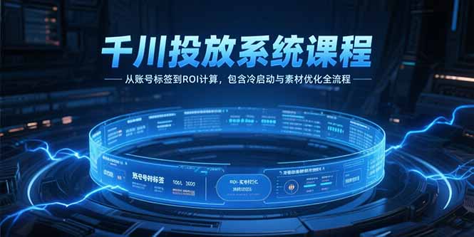 千川投放系统课程，从账号标签到ROI计算，包含冷启动与素材优化全流程-创新Ovo
