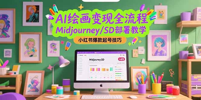 AI绘画变现全流程，Midjourney/SD部署教学，小红书爆款起号技巧-创新Ovo