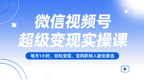 微信视频号超级变现实操课，每天1小时，轻松变现，宝妈职场人副业首选-创新Ovo