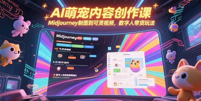 AI萌宠内容创作课，Midjourney制图到可灵视频，数字人带货玩法-创新Ovo