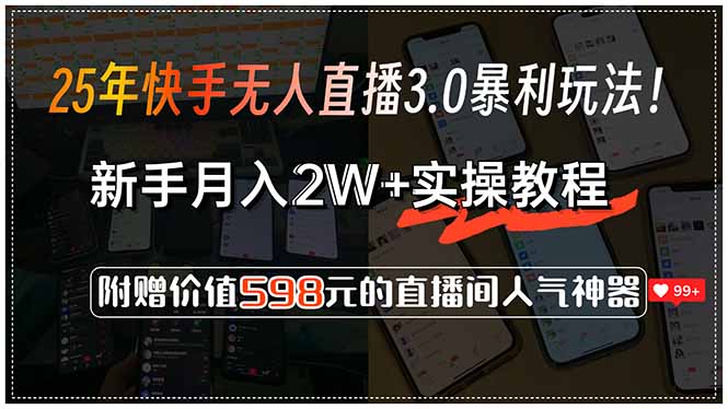 25年快手无人直播3.0暴利玩法！，新手月入2W+实操教程，附赠价值598元…-创新Ovo