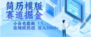 简历模版赛道掘金，小白也能做，保姆级教程，日入1k+【揭秘】-创新Ovo
