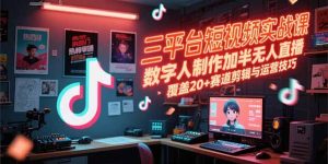 三平台短视频实战课，数字人制作加半无人直播，覆盖20+赛道剪辑与运营技巧-创新Ovo