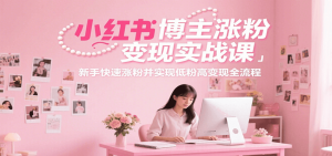 小红书博主涨粉变现实战课,新手快速涨粉并实现低粉高变现全流程-创新Ovo