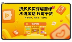 拼多多实战运营课，不讲废话只讲干货，简单粗暴，能落地，可复制-创新Ovo