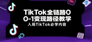 TikTok全链路0-1变现路径教学,入局TikTok必学内容-创新Ovo