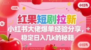 红果短剧拉新小红书大佬爆单经验分享，稳定日入几k的秘籍-创新Ovo