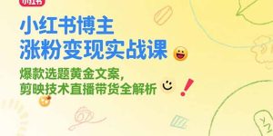 小红书博主涨粉变现实战课,爆款选题黄金文案,剪映技术直播带货全解析-创新Ovo