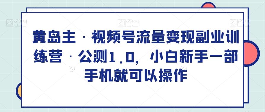 黄岛主·视频号流量变现副业训练营·公测1.0，小白新手一部手机就可以操作-创新Ovo