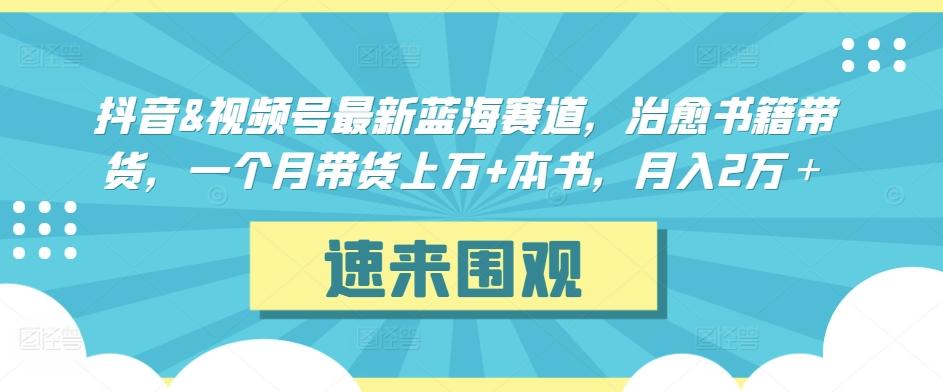 抖音&视频号最新蓝海赛道，治愈书籍带货，一个月带货上万+本书，月入2万＋【揭秘】-创新Ovo