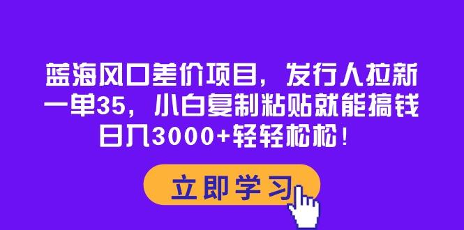 蓝海风口差价项目，发行人拉新，一单35，小白复制粘贴就能搞钱！日入30…-创新Ovo